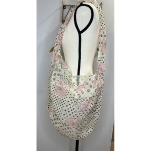 Free People Woven Gauze Shopping Tote Dot Floral‎ Boho Beige Beach Market NWOT